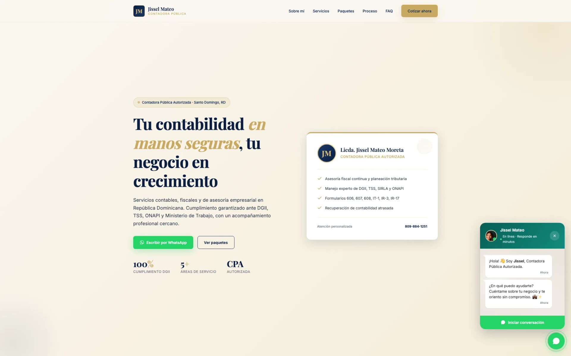JM Contable — Professional site with WhatsApp-first capture