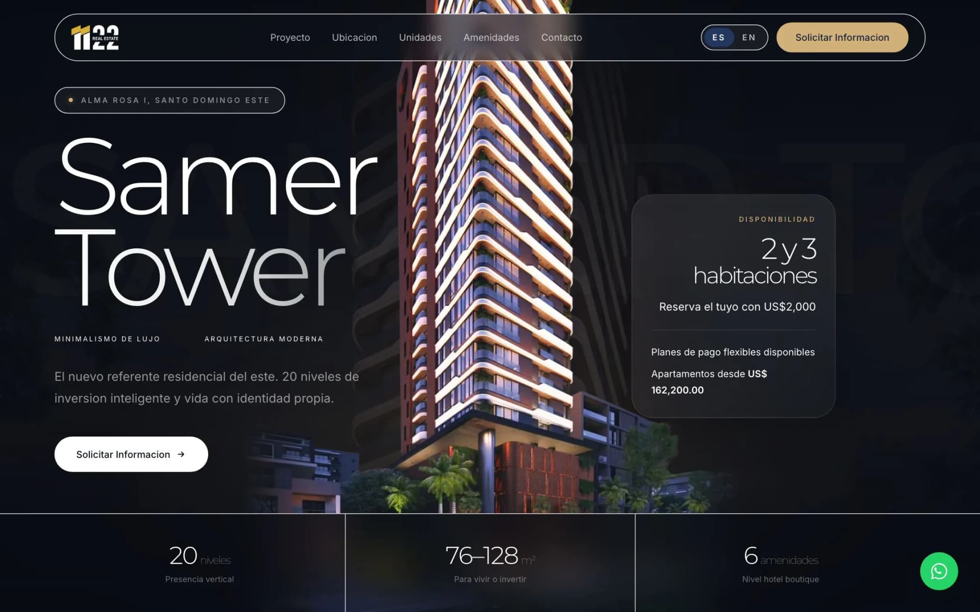 Samer Tower — Landing residencial conectada a CRM